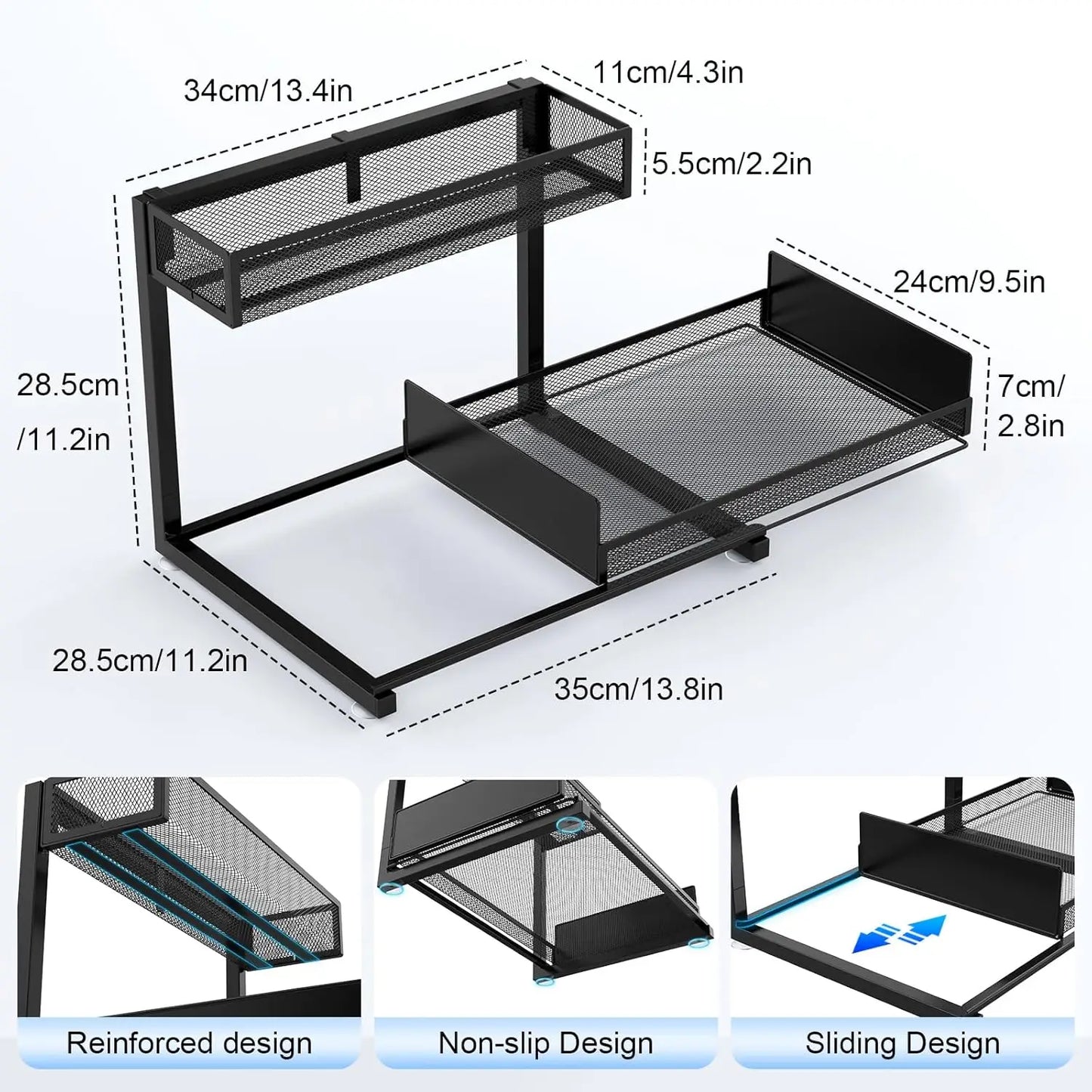 under Sink Organizer and Storage- 2 Tier Slide Out under Sink Storage Shelf