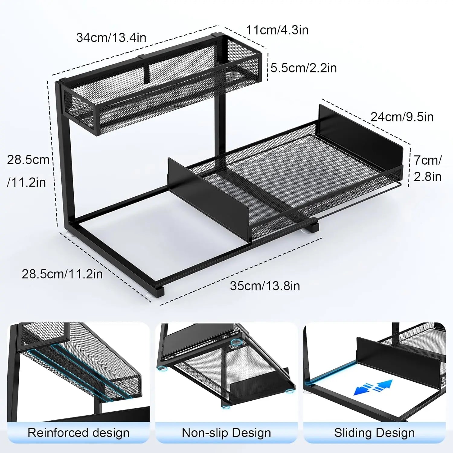 under Sink Organizer and Storage- 2 Tier Slide Out under Sink Storage Shelf